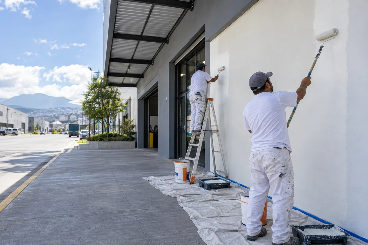 Imagen de referencia de pintura profesional en local comercial y superficie interior para servicio en Calzada Atanasio Tzul