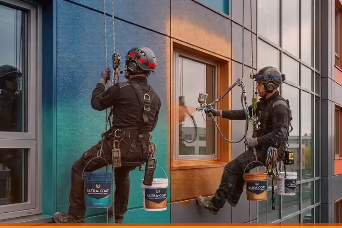 Imagen de referencia de pintura profesional en fachada y edificio para servicio en Zona 9